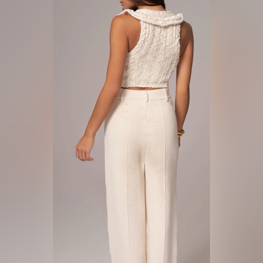 New-JLUXLABEL Women’s Cream Knit Button-Front Cropped Tank Top - Picture 2 of 4